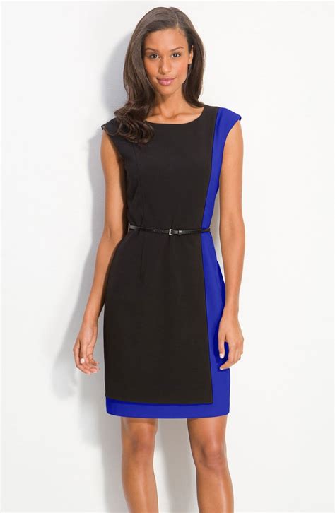 shop calvin klein colorblocked sheath dress|Calvin Klein black tie dresses.